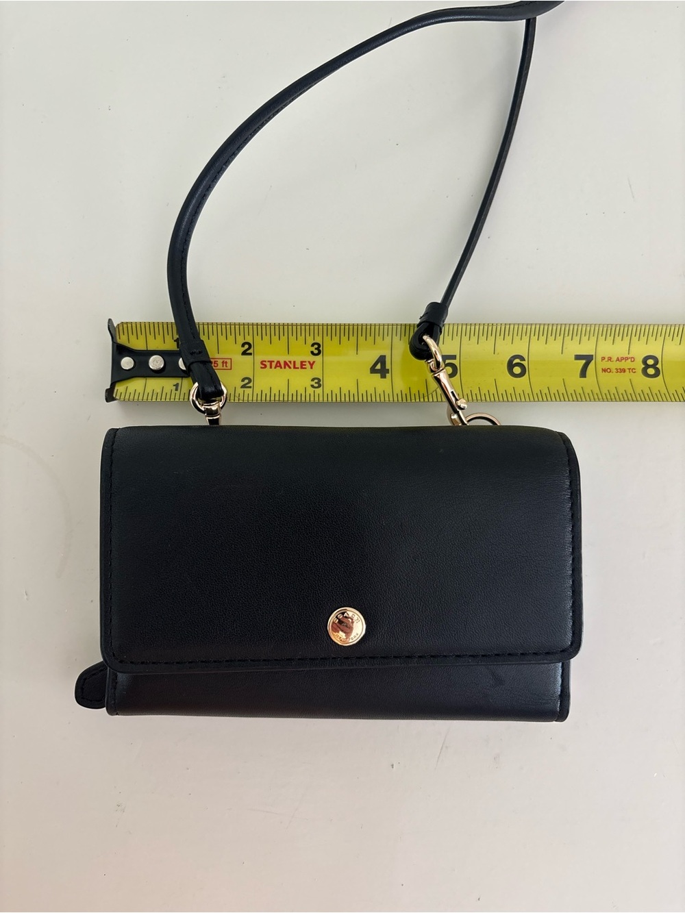 Coach Black Leather Crossbody Wallet with Gold-Tone Button - Picture 16 of 16